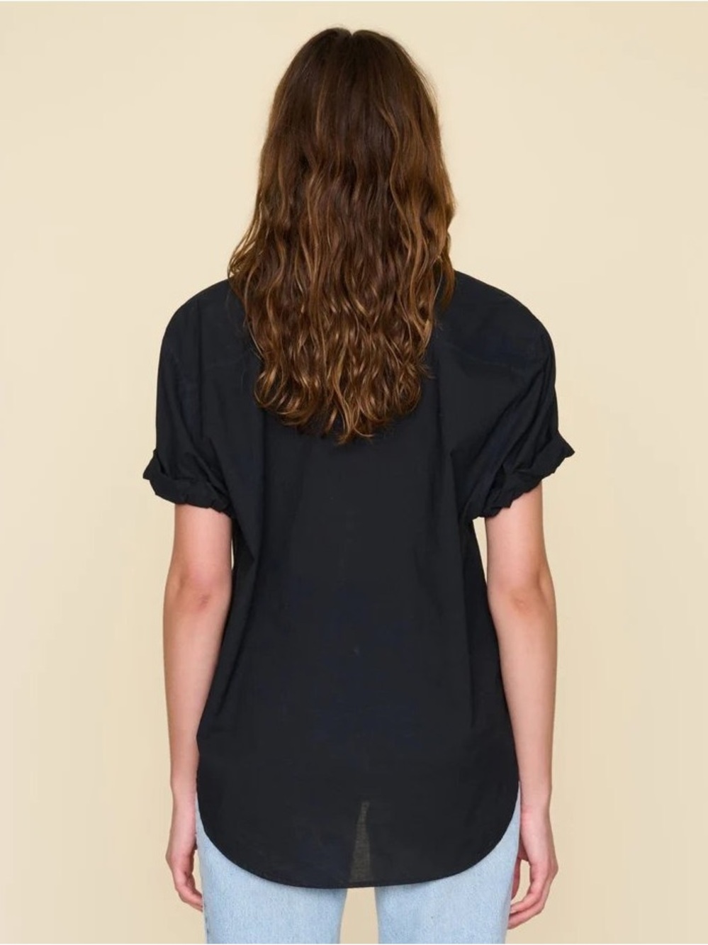 XiRENA Channing Collared Short Sleeve Cotton Shirt Black Small - Picture 2 of 10